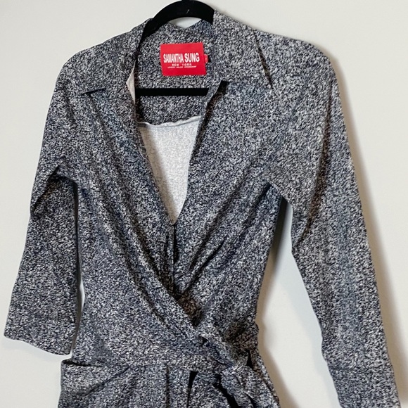 Samantha Sung Black/White Print Wrap Dress - Picture 5 of 11